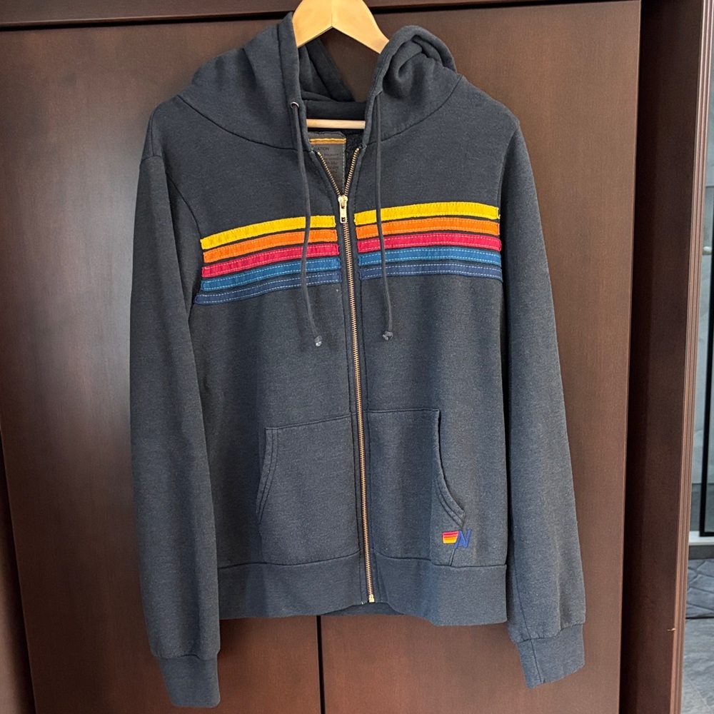 Unisex Aviator Nation Classic 5 stripe hoodie - Navy.